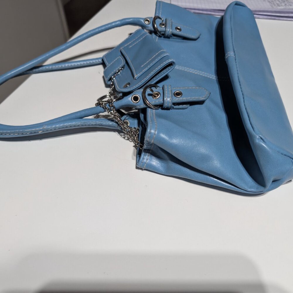 St John's Bay Light Blue leather satchel W/change purse, Excellent Condition - Picture 6 of 6